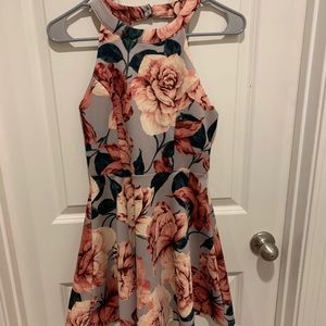 floral, high-neck, homecoming, lulus dress